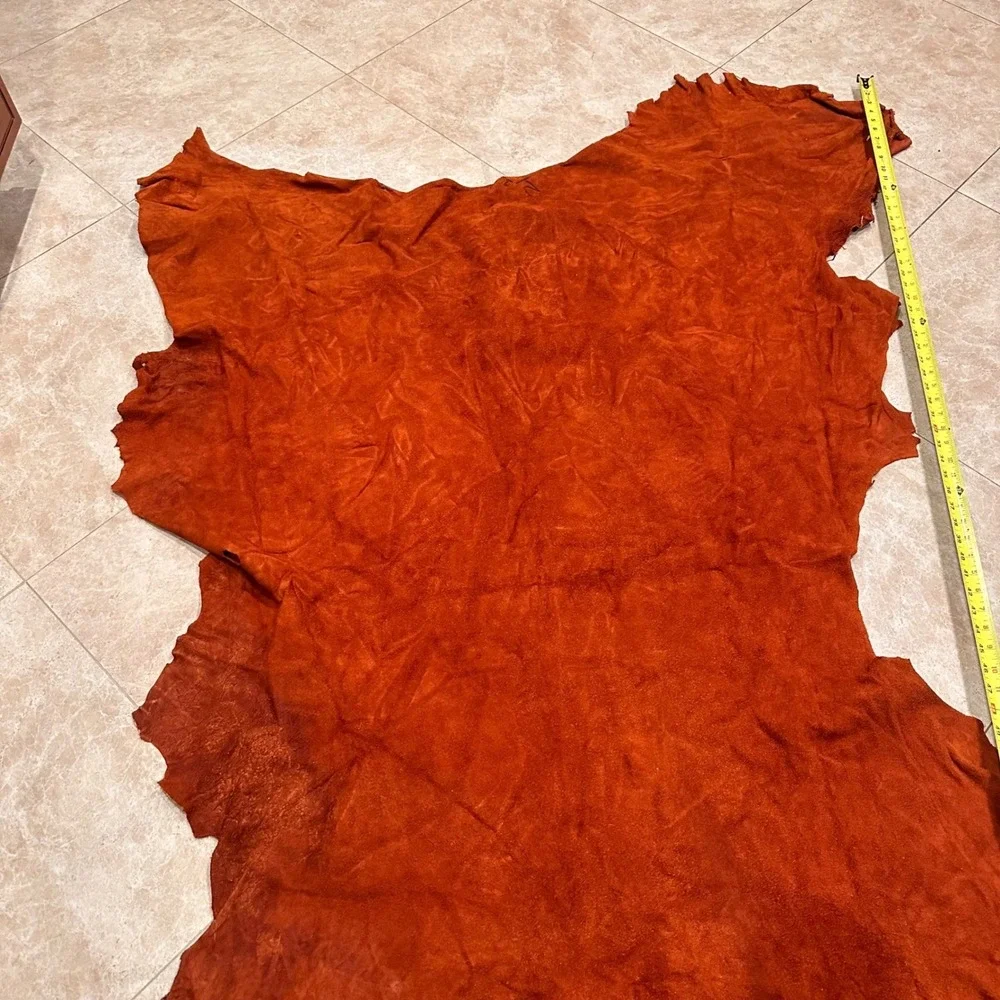 Large Suede Leather Hide Craft Supply Upholstery Piece DIY Projects‎ Orange